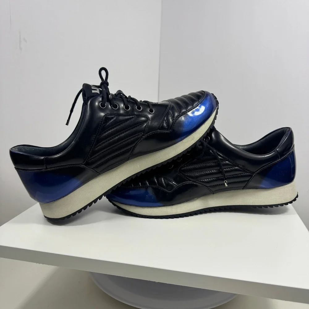 United Nude Sneakers Mens 9 Black Blue Quilted Leather Low‎ Top Shoes